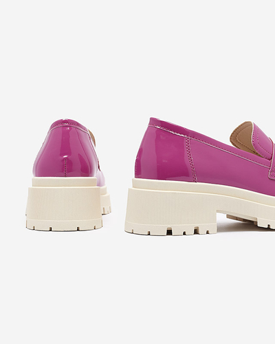 Fuchsiové lakované mokasíny pro ženy Noppel - Obuv