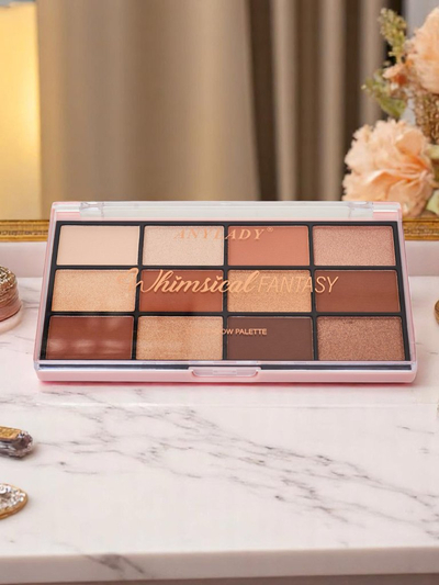 ANYLADY Paleta 12 očních stínů s třpytivým a matným finishem Golden Chocolate Fudge