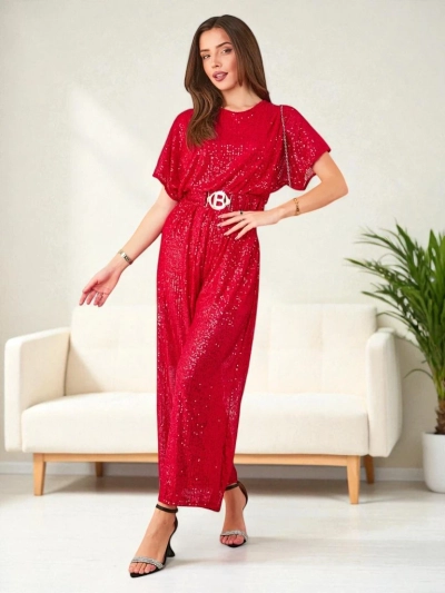 Довгий комбінезон для жінок Royalfashion з пайєтками