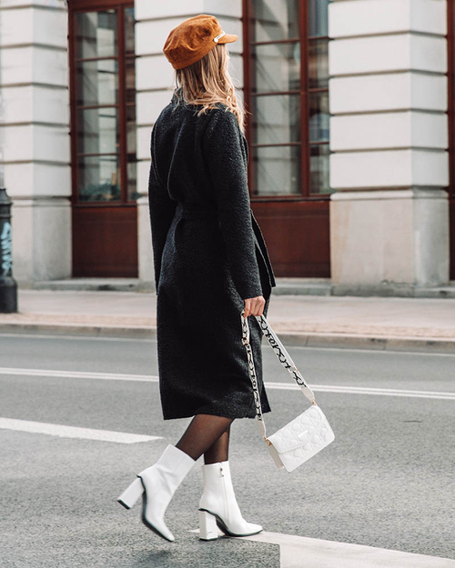 Чорна жіноча дублянка до щиколотки - Одяг