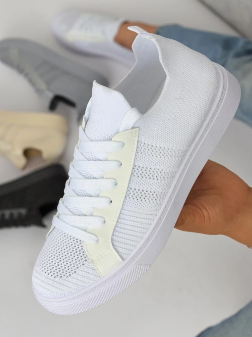 Aurelio Білі Текстильні Кросівки з Екошкіри на Плоскій Платформі 2,5 см