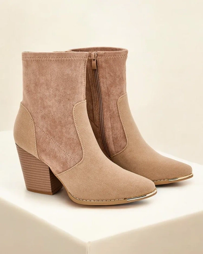 Dámské kotníkové boty Royalfashion z ekosuede na sloupci Gris