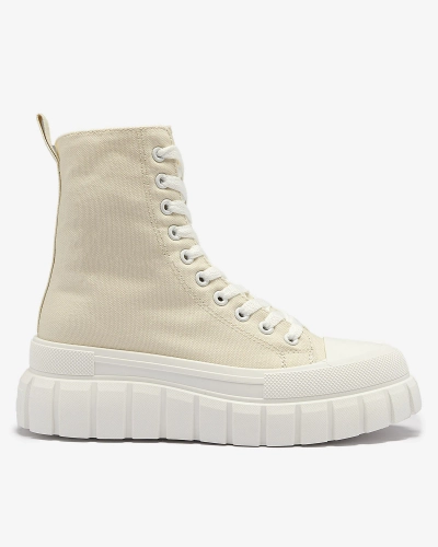 Жіночі кеди на високій платформі бежевого кольору Kivda- Взуття