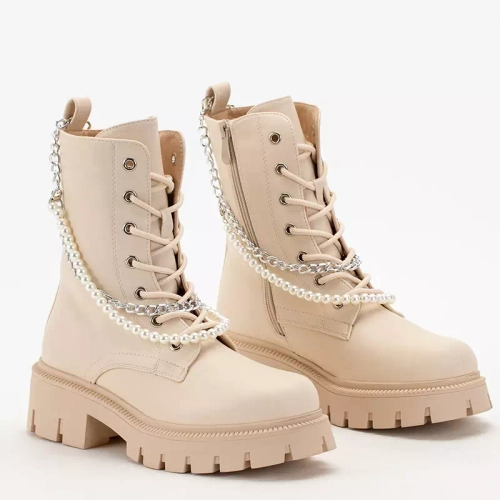 OUTLET Кремові жіночі сумки з ланцюжком і перлами Agsiva - Взуття