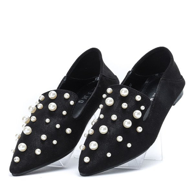 Czarne mokasyny z perełkami Josefina - Obuwie