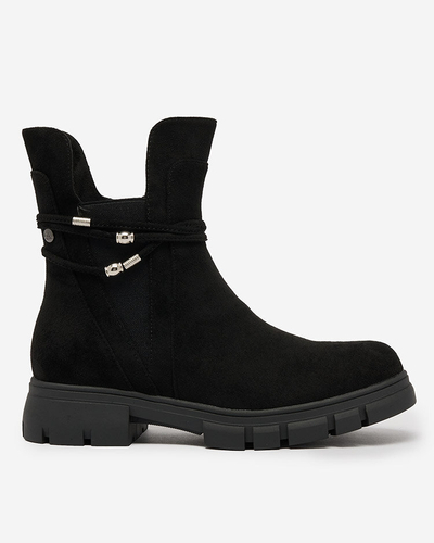 Royalfashion Černé dámské kozačky s ozdobným páskem Dafflo