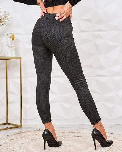 Royalfashion Dámské zateplené kostkované teggings kalhoty