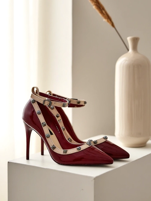 Royalfashion Лакові жіночі туфлі на шпильках зі стразами Qoscalle