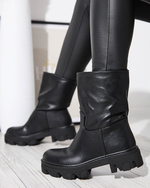 Чорні жіночі чоботи з утепленням Mekira