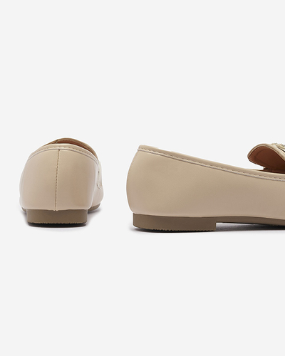 Бежеві жіночі мокасини з золотим декором Uletta - Взуття