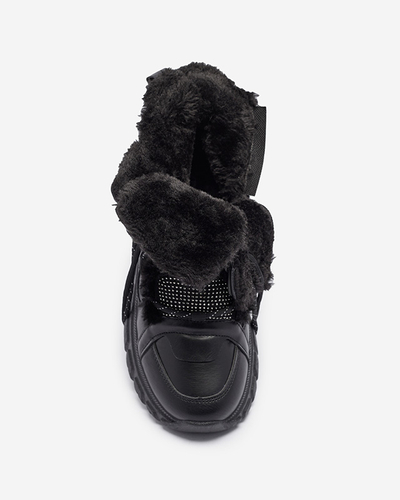 Černé sněhule z ekokůže se zirkony Armof - Obuv