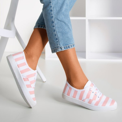 Růžové dámské pruhované tenisky Anchor - Footwear 1