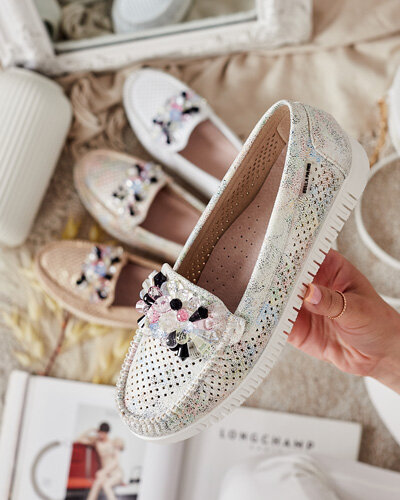 Royalfashion Dámské korálkové ažurové mokasíny Nasfali