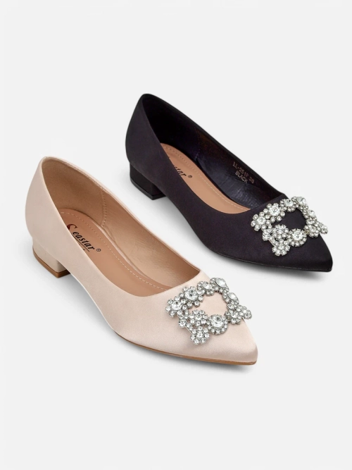 Royalfashion Жіночі балетки з сатиновим покриттям з пряжкою Legant