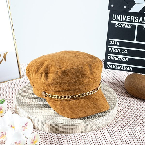 Дамський коричневий берет із козирком - Шапки