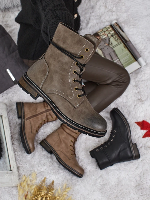 Еко шкіряні шнуровані жіночі ботфорти Ravonna
