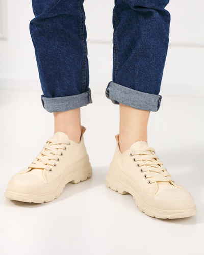 OUTLET Béžové dámské sportovní tenisky Ohema - Obuv