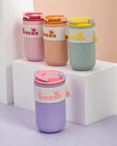 Royalfashion Termo hrnek s košíkem, brčkem a výlevkou Happy Dog