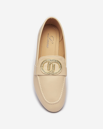 Béžové dámské mokasíny se zlatým zdobením Uletta - Obuv