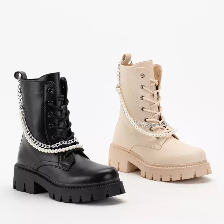 OUTLET Krémové dámské tašky s řetízkem a perličkami Agsiva - Obuv