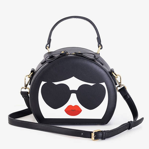 Чорно-біла жіноча сумочка з принтом - Сумочки