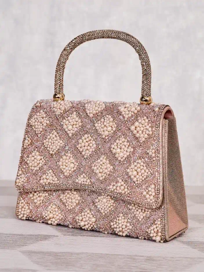 Royalfashion Malá dámská kabelka se zirkony a perlami