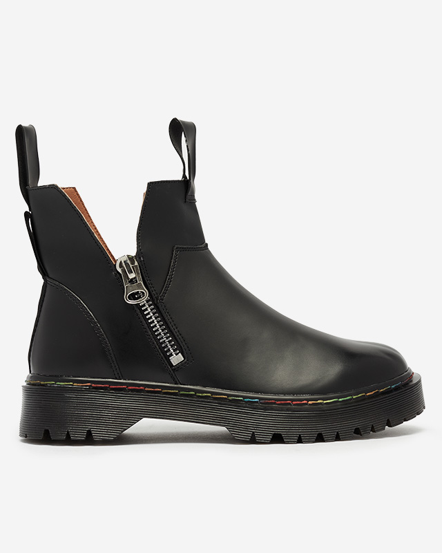 Černé dámské kozačky z eko kůže se zipem Odeta - Obuv