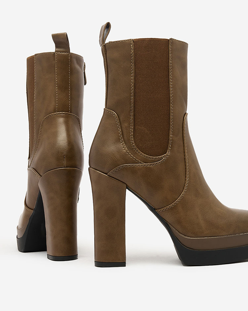 Royalfashion Коричневі жіночі чоботи на високій шпильці Aledossa