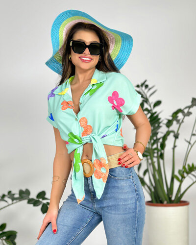 Royalfashion Dámská krátká květovaná košile