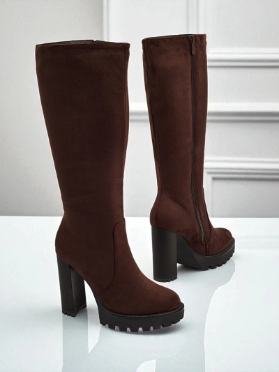 Dámské kozačky eko semišové na sloupku GaleNest