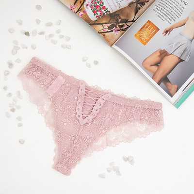 Рожеві жіночі мереживні трусики - Нижня білизна