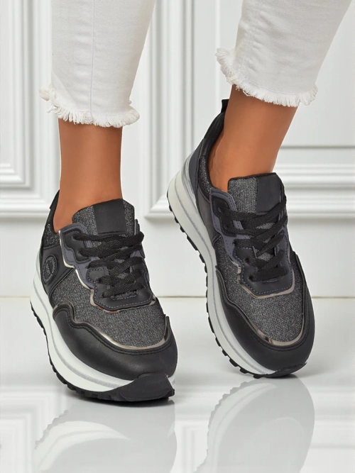 Жіночі снікерси Callista Nero на платформі 4 см, екологічна шкіра