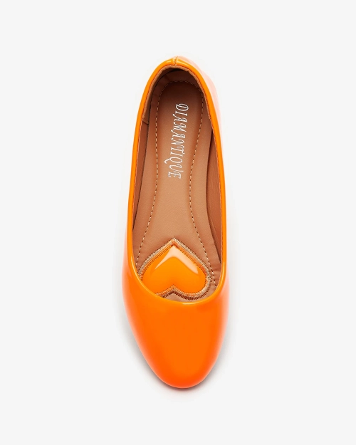 Неоново-помаранчеві жіночі лаковані балетки Fama - Взуття