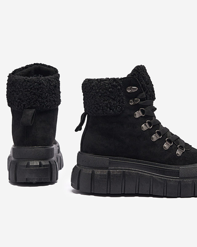 Botki Damskie Diana Czarne Skórzane Wygodne na Zimę