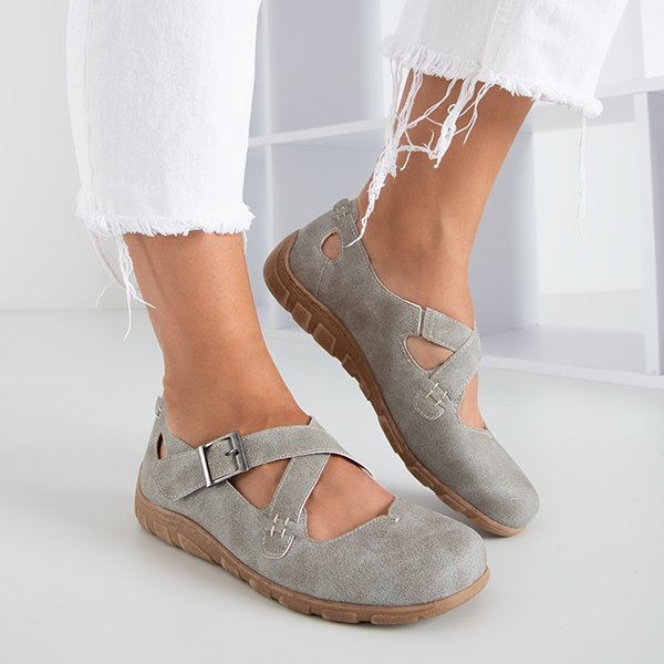 Světle šedé dámské boty se zapínáním na suchý zip Grazena - obuv