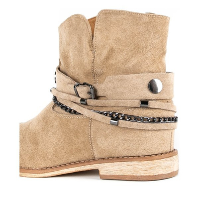 OUTLET Бежеві чоботи а-ля ковбойки на закритому каблуці Salem - Взуття