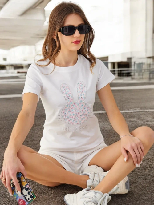 Royalfashion Жіноча бавовняна футболка Bunny Say Be Real