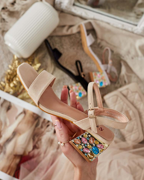 Босоніжки жіночі Royalfashion на стійці з кристалами Ohvare