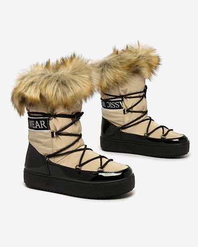 Royalfashion Béžovo-černé nazouvací boty a'la snow boots for women Gomllo