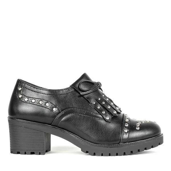 Czarne półbuty na grubym słupku Kolorado - Obuwie