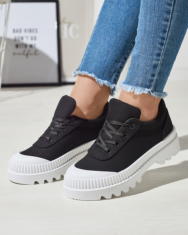 Dámské černé tenisky s bílou Comp podrážkou - Obuv