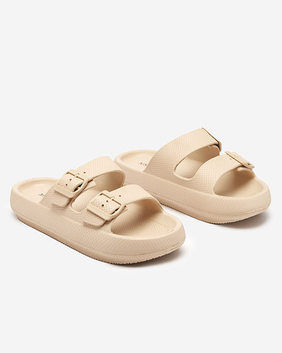 Бежеві жіночі тапочки з пряжками Eckos - Взуття