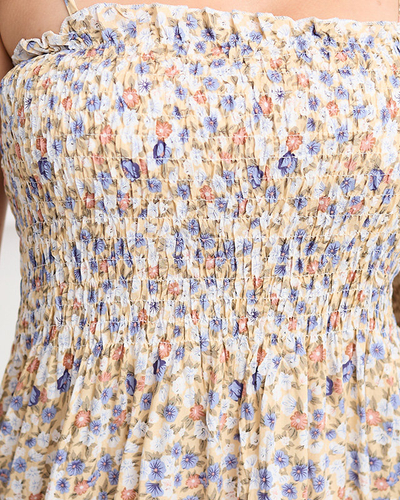 Dámské minišaty na ramínka s barevnými květy - oblečení