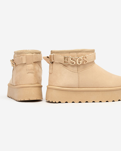 Royalfashion Světle hnědé dámské boty a'la snow boots s ornamentem Parisela