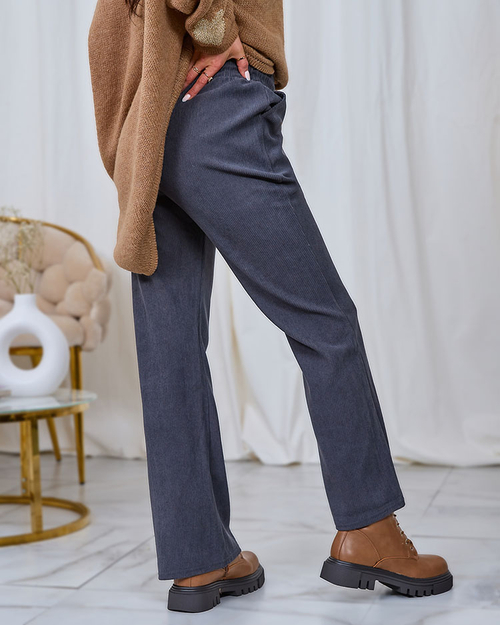 Жіночі штани з вельветової тканини Royalfashion темно-сірого кольору