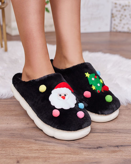 Різдвяні жіночі капці Royalfashion чорні Fertemse