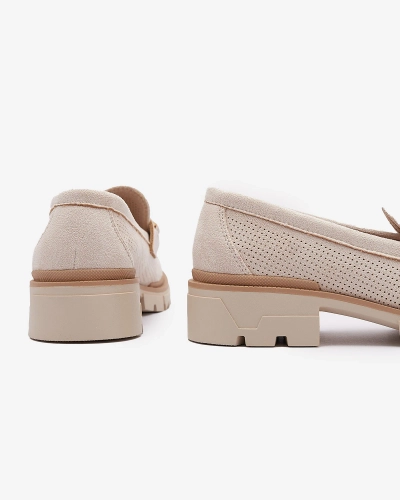 Krémové ažurové dámské mokasíny s řetízkem Imerila - Obuv