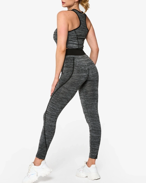 Жіночий спортивний комплект сірий з чорними вставками - Одяг