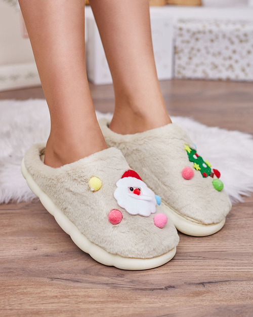 Різдвяні жіночі капці Royalfashion бежеві Fertemse