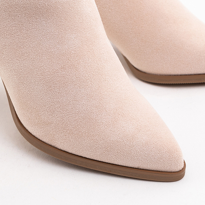 Klasické béžové dámské boty na sloupku Asya - Obuv